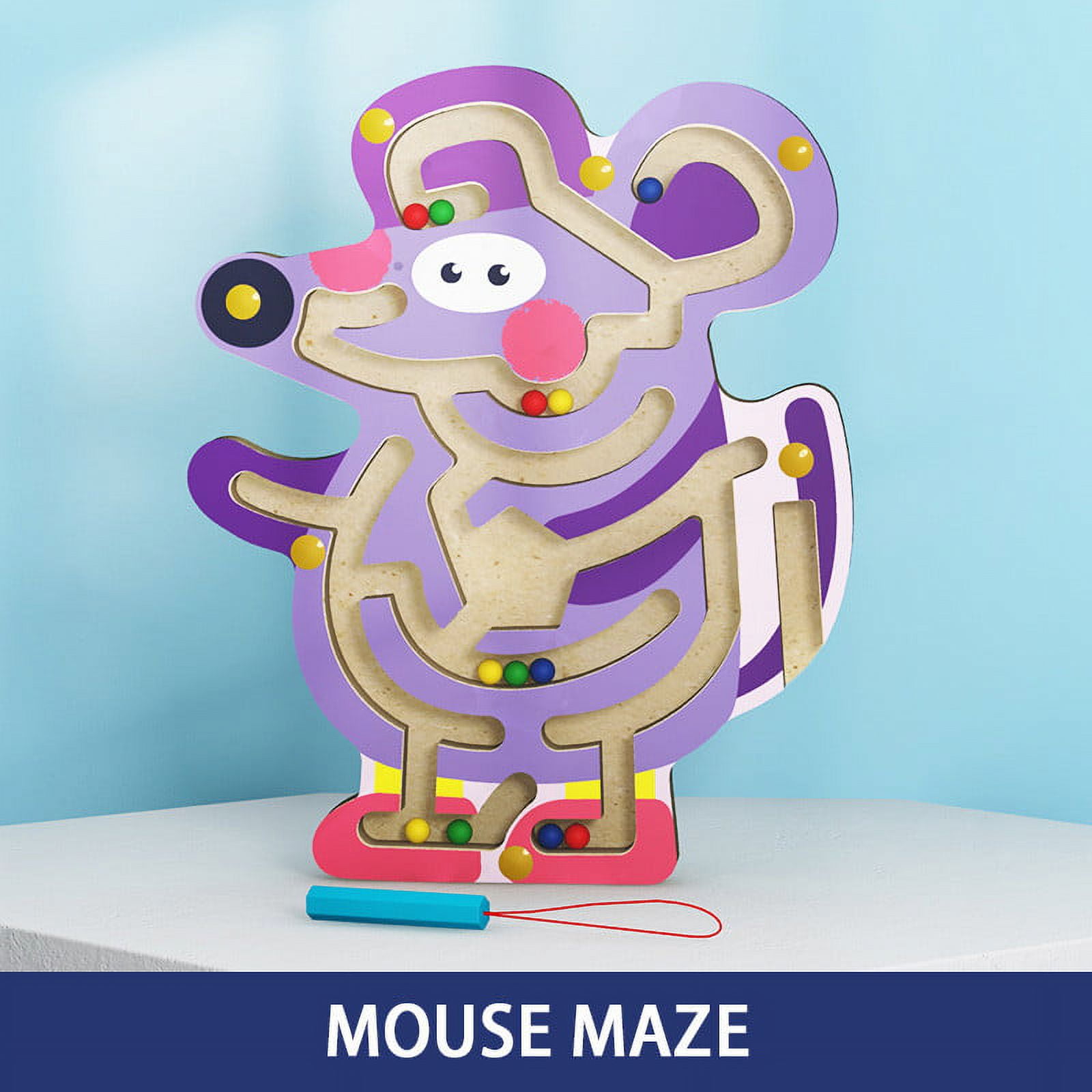 Weloille Color Maze, Learning Animal Color Maze Wooden Toy, Montessori Motor