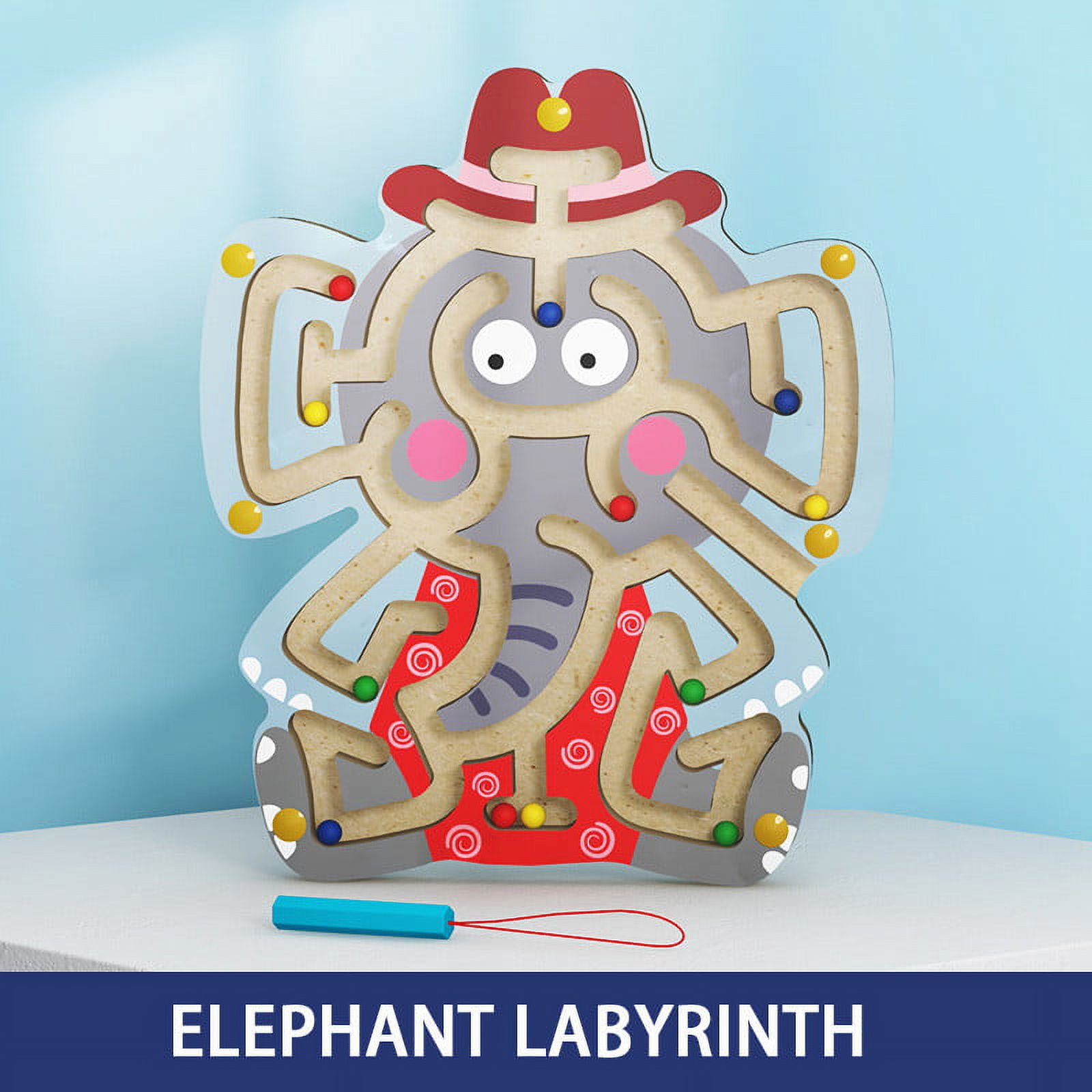 Weloille Color Maze, Learning Animal Color Maze Wooden Toy, Montessori Motor