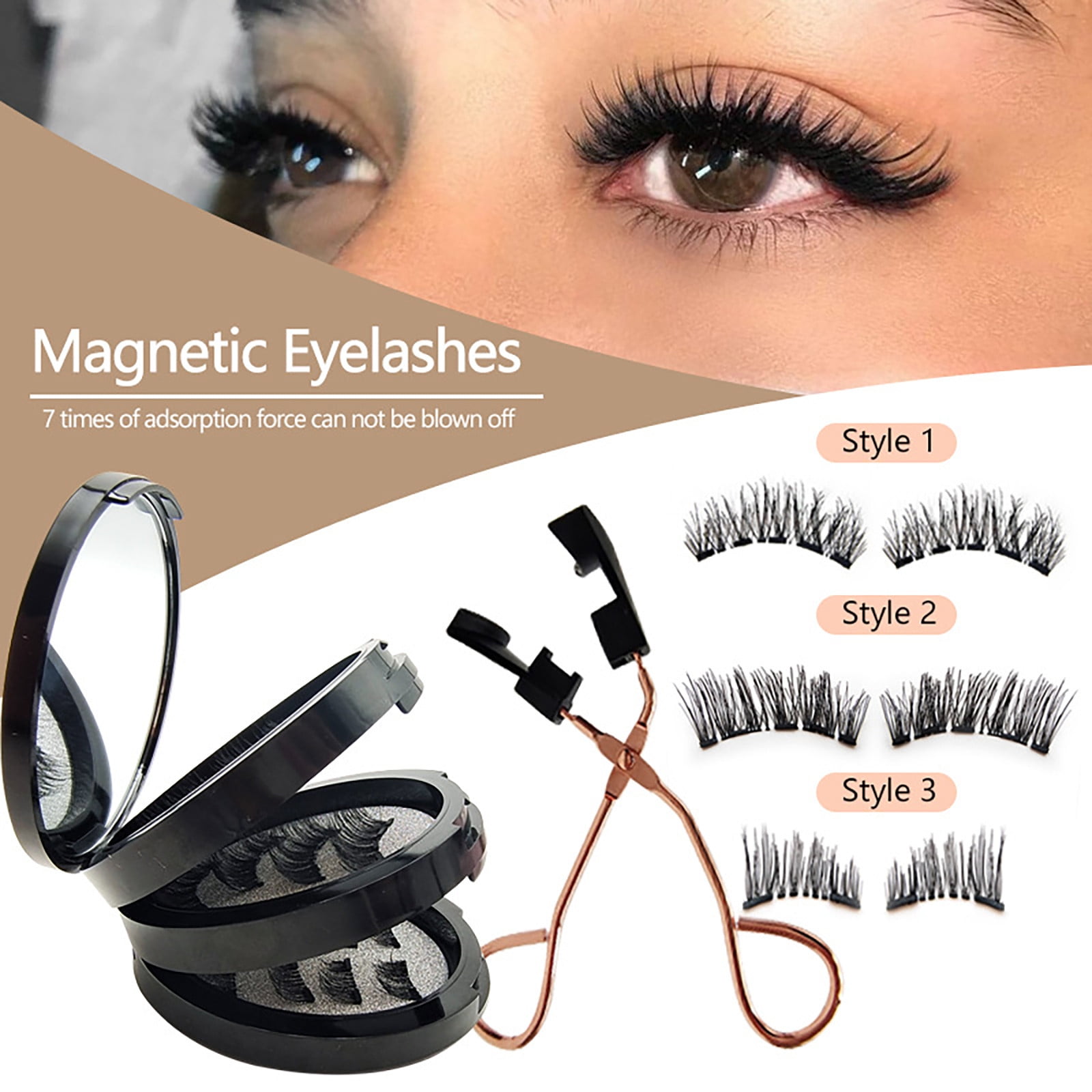 Weloille Magnetic False Eyelash Strap Clip Set Eyelash Natural Magnetic Suction Eyelash
