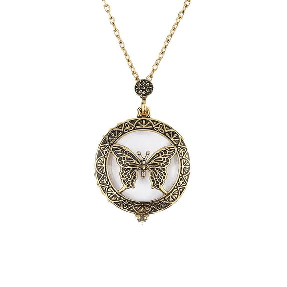 Weloille Magnifier Pendant Necklace Magnify Glass Reeding Decorativ Necklace