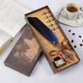 thumbnail image 1 of Weloille Map Pattern Fountain Pen Gift Set, 1Pc Crown Feather Pen Box, Smooth Writing Exquisite Calligraphy Pen Kit, for Office Business Birthday Graduation Gift, 1 of 2