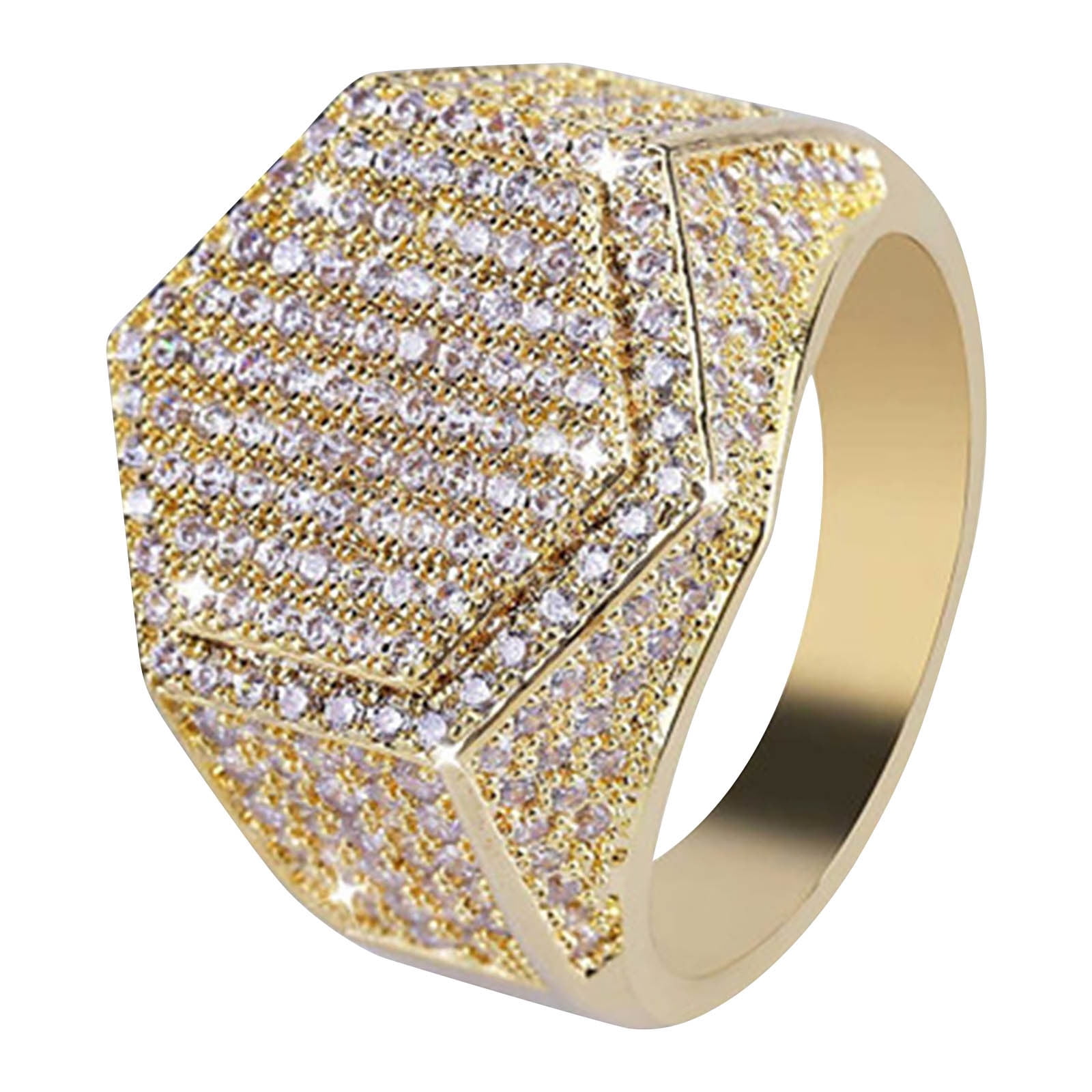 Weloille Men's Fashion Diamondencrusted Fashion Creative Diamond Ring
