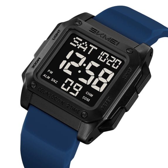 Weloille Men's Rugged Outdoor Sports Digital Watch, Waterproof with Luminous Display, Alarm, Stopwatch for Hiking, Camping, Running, Swimming Activities