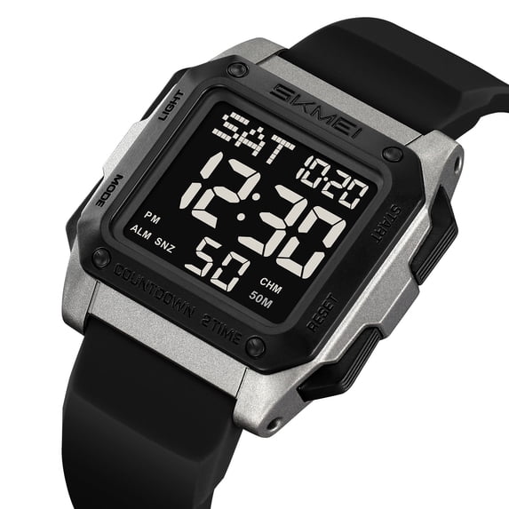 Weloille Men's Rugged Outdoor Sports Digital Watch, Waterproof with Luminous Display, Alarm, Stopwatch for Hiking, Camping, Running, Swimming Activities