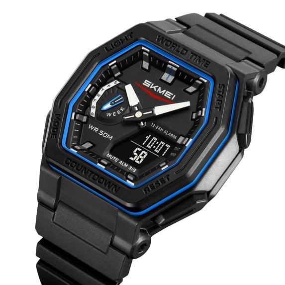 Weloille Men's Rugged Outdoor Sports Digital Watch with Luminous Display, Waterproof for Hiking Camping Running Swimming Multi-Functional