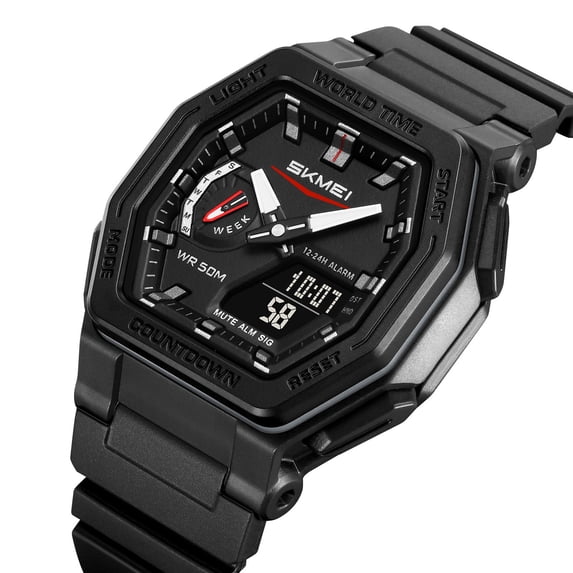 Weloille Men's Rugged Outdoor Sports Digital Watch with Luminous Display, Waterproof for Hiking Camping Running Swimming Multi-Functional