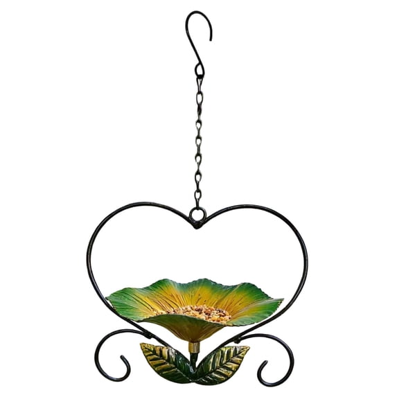 Weloille Metal Iron Bird Feeder, Weather Resistant Rust Proof, Large Capacity Hanging Design, Squirrel Proof Outdoor Feeder for Garden Yard Patio Wild Bird Watching