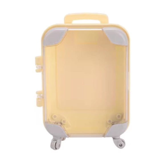 Weloille Mini Rolling Luggage Storage Box, 1 Pc Simulated Trolley Case Small Portable Container with Smooth Wheels, Large Capacity Cute Organizer for Jewelry Candy Small Items Desktop Decor