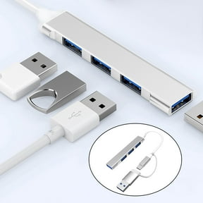 Weloille Mini USB Hub Extensions, 4 Port USB 3.0 Hub, 2.0 Hub, USB Adapter Station, Ultra Slim Portable Data Hub, USB Splitter Aluminum