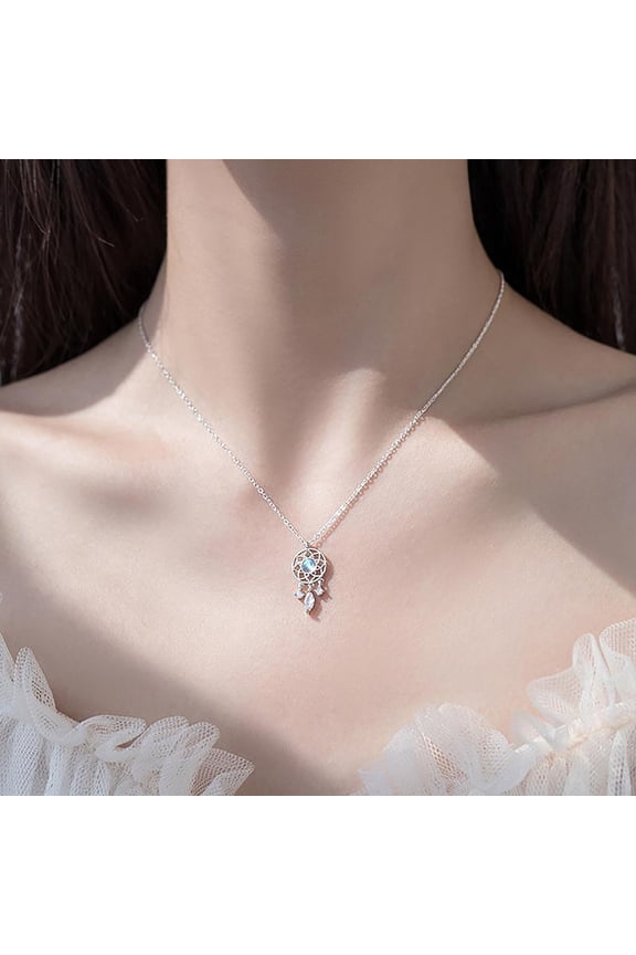 Moonstone Dream Catcher Necklace Simple Jewelry Cold Wind Clavicle Accessories