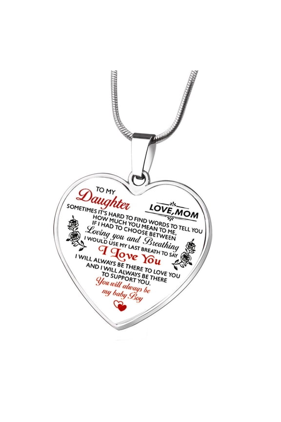 Necklace To My Son Daughter Mom Peach Heart Alloy Pendant Necklace