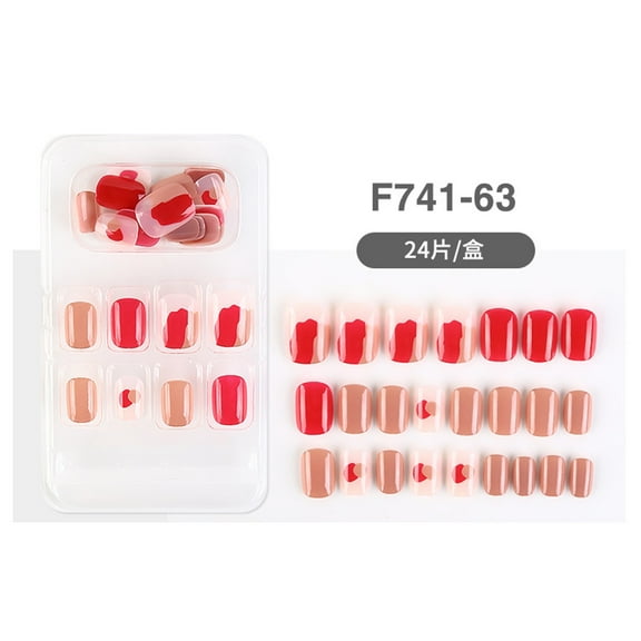 Weloille New Geometric Series Fake Nails Finished Nail Art Patch Fake Nail Wear for Women Girls Gift