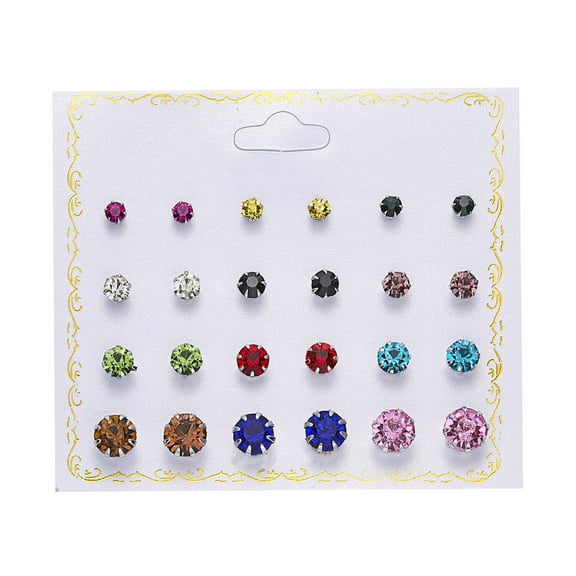 Weloille New Paper Card Zircon Earrings All-match 12 Pairs Of Pearl Card Earrings Female