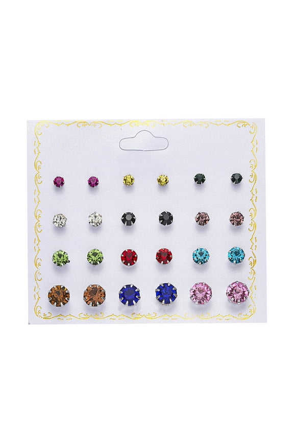 New Paper Card Zircon Earrings All-match 12 Pairs Of Pearl Card Earrings Female
