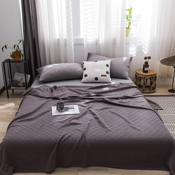 Weloille New Thick Solid Color Thread Blanket Nap Sofa Air Conditioning Blanket Foreign Trade Towel Quilt Leisure Travel Rug (78.74x59.06in)