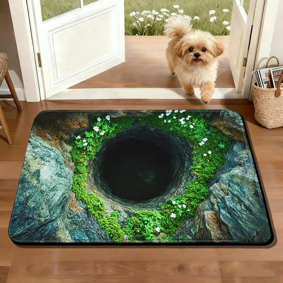 Weloille Non-Slip Absorbent Polyester Bath Mat with 3D Visual Effect, Multicolor Floor Rug for Bathroom and Entrance, Size 40x60cm