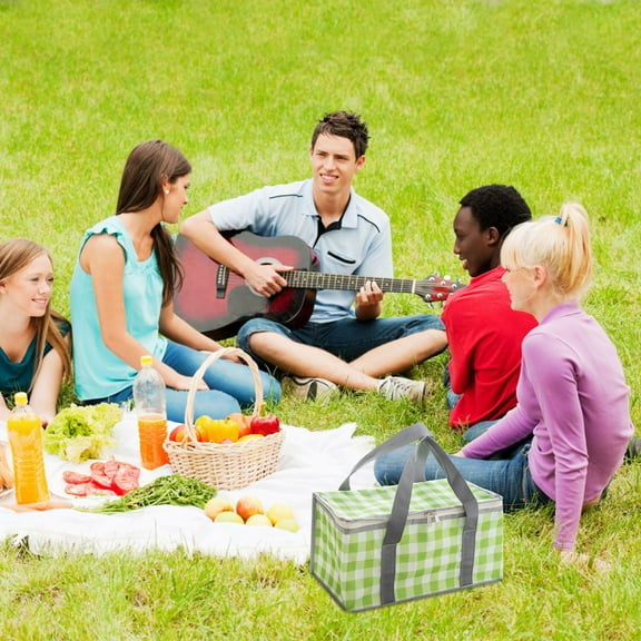 Weloille Outdoor Large Capacity Picnic Bag Camping Picnic Basket Travel Picnic Bag Portable Bento Bag Thermal Insulation Bag(35 x 20 x 20 cm)