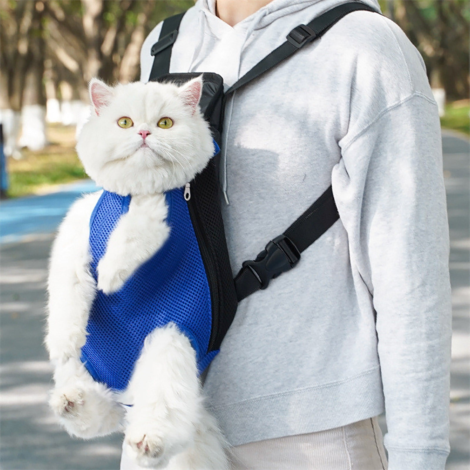 Weloille Pet Carrier Backpack, Breathable Mesh Portable Pet Travel Bag, Comfortable Adjustable Dog Cat Carrier Backpack for Hiking, Travel, Outdoor Use, 1 Piece