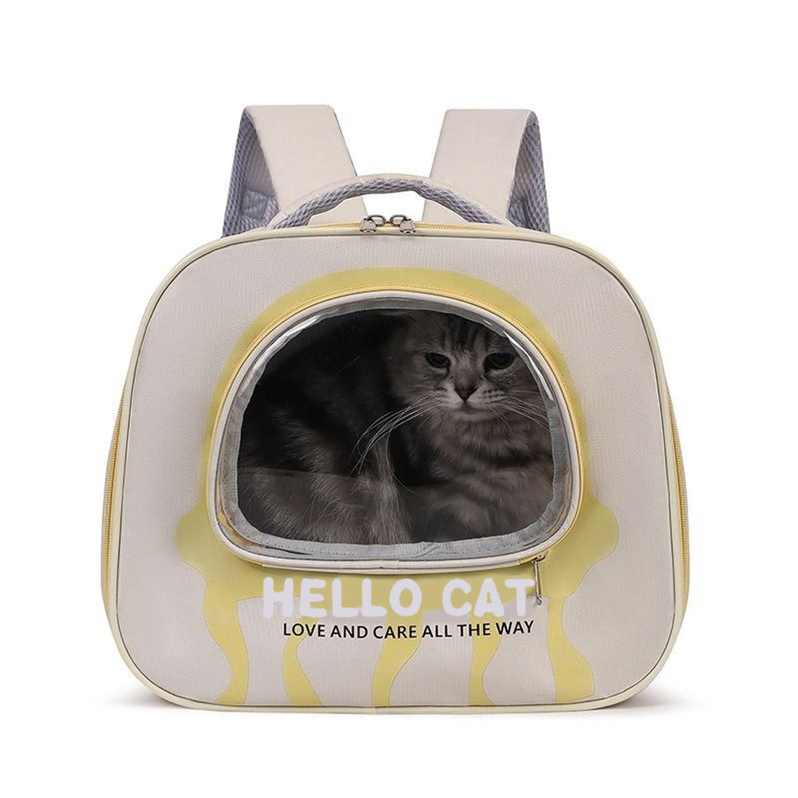 Weloille Pet Travel Carrier Backpack 1 Piece, Breathable Oxford Cloth Dog Cat Backpack, Adjustable Strap Portable Safety Pet Carrier, for Hiking Travel Camping Outdoor Use