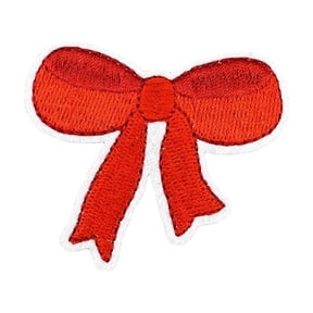 Weloille Pink Bow Embroidered Cloth Patch, 1 Piece Self-Adhesive Decorative Applique, Washable Fray Resistant DIY Craft Patch, Cute Decor Patch for Clothes, Jackets, Jeans, Backpacks, Hats