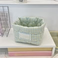 thumbnail image 1 of Weloille Plaid Fabric Storage Basket - 1 Pc, Thick Padded Foldable Desktop Organizer, Sturdy Handle Bin, Multi-Function for Cosmetics, Office Supplies, Home Organization, 1 of 7