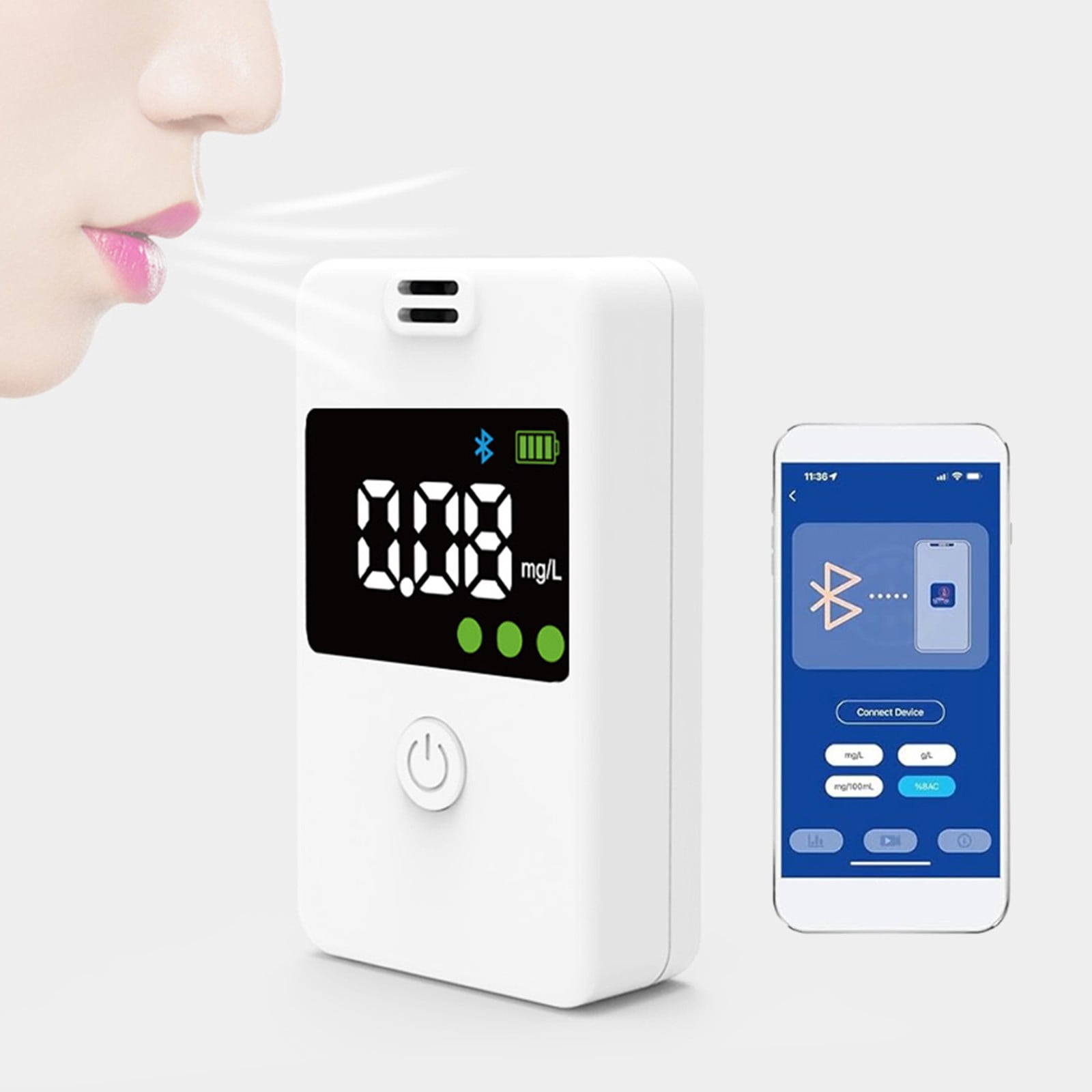 Weloille Portable Bluetooth Breathalyzer With App Noncontact Testing Record Videos Connect To