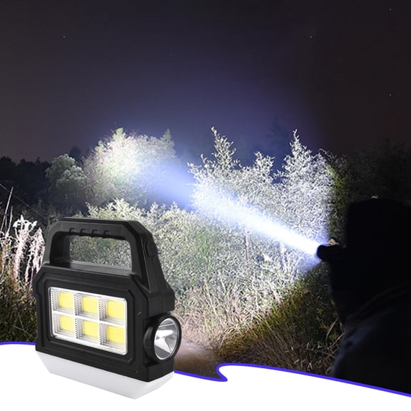 Weloille Portable Solar LED Camping Lantern, Rechargeable Bright Flashlight, USB Charging Port Power Bank, Waterproof Handheld Light for Outdoor Hiking Emergency Power Outage Tent Illumination