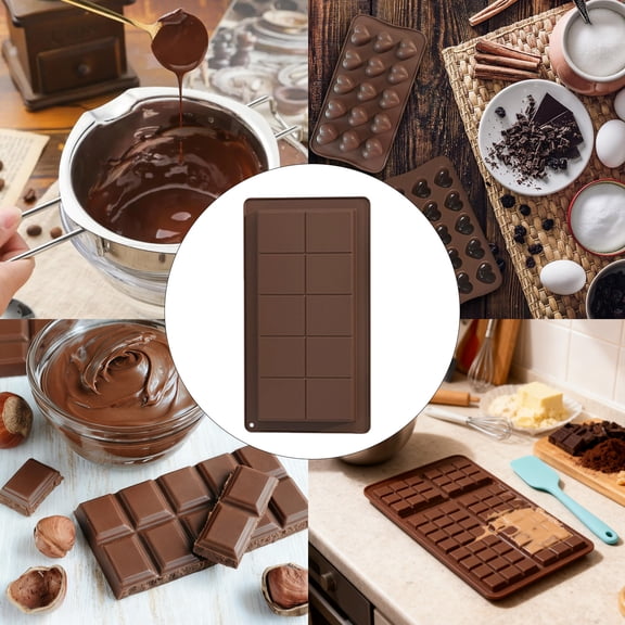 Weloille Premium Food-Grade Silica Gel Chocolate Molds, Brown, 3-Piece Set with Easy Release Non-Stick Surface, Uniform Cavities for Perfect Homemade Treats