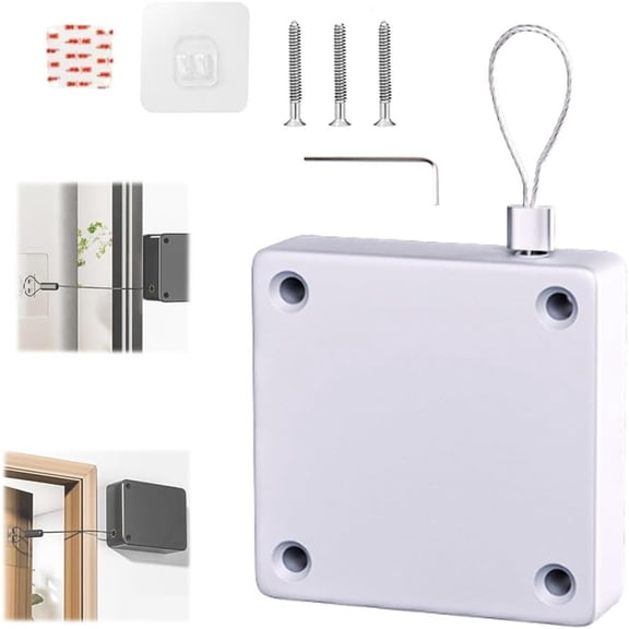 Weloille Punch-Free Automatic Sensor Door Closer, Residential Sliding Screen Door Closer, Commercial Multifunctional Door Closer, Auto Door Closer for Bedroom/Storm/Home