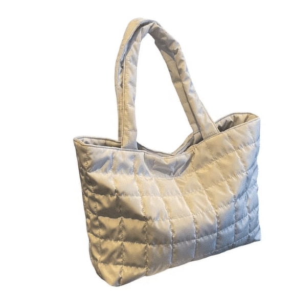 Weloille Quilted Tote Bags for Women Lightweight Puffer Padding Shoulder Bag Large Nylon Tote Handbag Zipper Closure