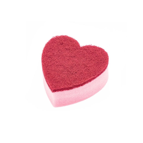 Weloille Red Love Heart Sponge and Scouring Pad for Kitchen Cleaning, Double-Sided Dishwashing Sponge Valentine's Day Gift