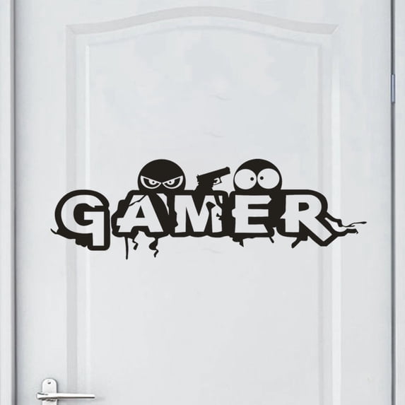Weloille Removable PVC Wall Sticker, Gamer Art Vinyl Mural for Home Room Decor, Model 6141, 60x20cm, Easy Peel and Stick