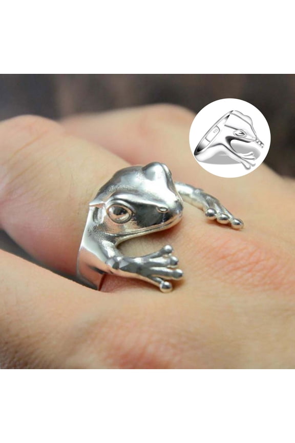 Retro Design Three-dimensional Frog Ring for Women Jewelry Gift