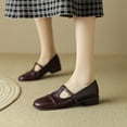 thumbnail image 1 of Weloille Retro Moccasin Single Shoes Round Head Hollow Small Leather Shoes Mary Soft Bottom Single Shoes Round Head Retro Flat Shoes, 1 of 8