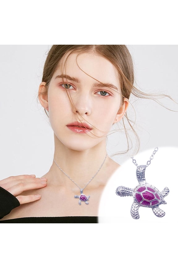 Sea Turtle Ocean Blue Fire Opal Inlay Jewelry Necklace