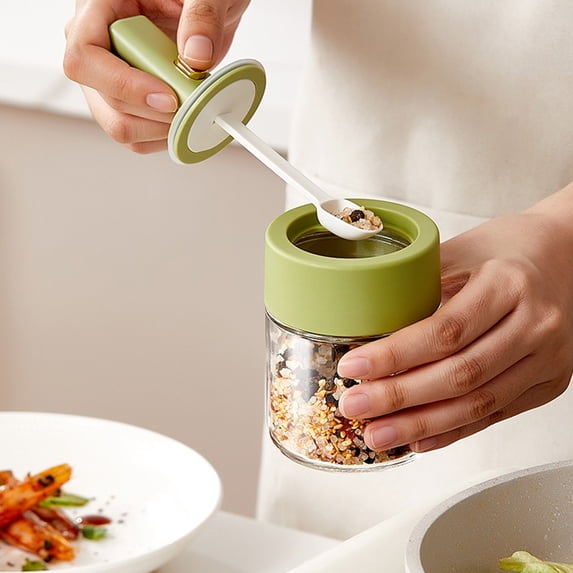 Weloille Seasoning Jar Combination Seasoning Box Set Household Retractable Glass Seasoning Jar Salting Shaker Sealed Wet Proof Seasoning Box