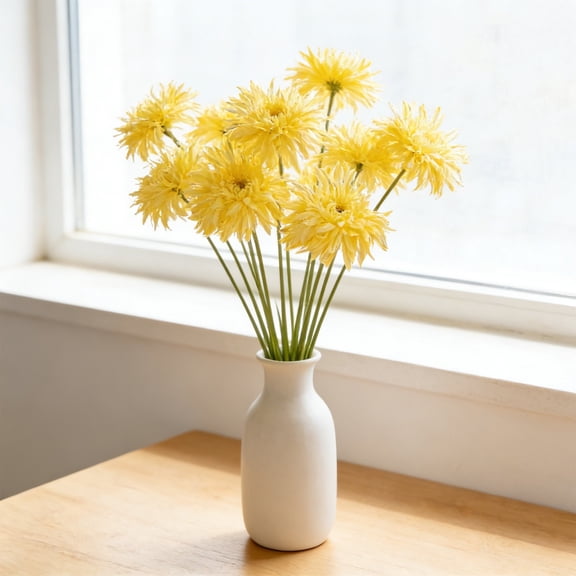 Weloille Single Stalk Artificial Gerbera Flower, Realistic Touch Waterproof Long Lasting Fake Floral, Vibrant Color No Fade Simulation Daisy, for Home Vase Wedding Party Garden Decoration