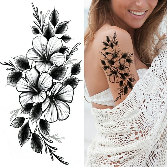 Weloille Sketch Tattoos Stickers Abstract Stickers Rose Flowers