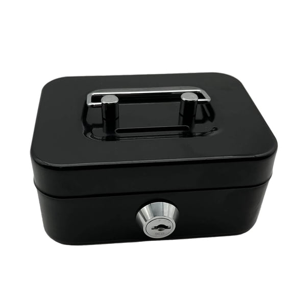 Weloille Small Cash Box with Key Lock, Portable Metal Money Box for Kids Toys Cute to Handle (4.53x3.78x2.28inch)