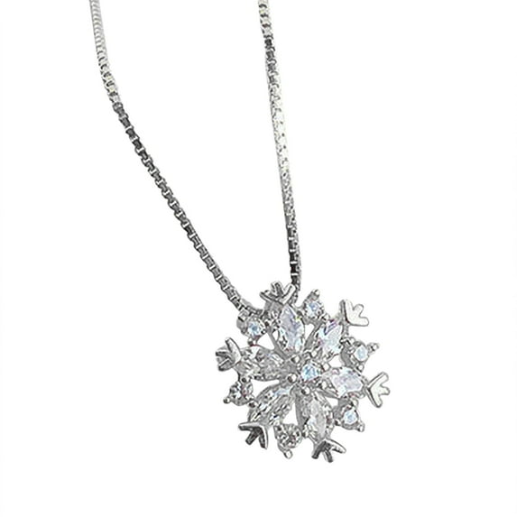Weloille Snowflake Pendant Flash Diamond 925 Necklace Clavicle Chain Luxury Temperament Students