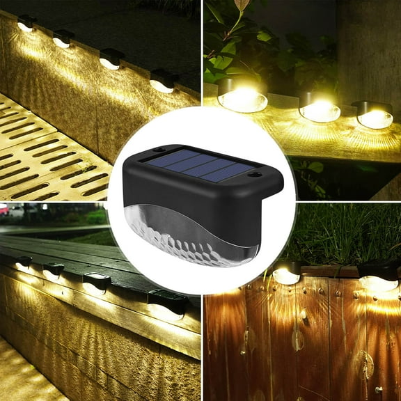Weloille Solar Powered LED Step Lights - Waterproof Outdoor Lighting for Deck Stair Railing, Wall Garden, Backyard, Patio, and Balcony Decoration