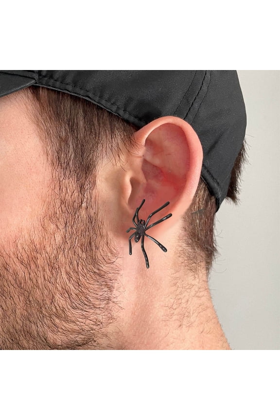 Spider Earring 1 Piece, Personalized Punk Gothic Style Earring, Hypoallergenic Fashion Ear Jewelry, Unique Cool Ear Ornament for Daily Wear, Parties, Halloween, Costume Events