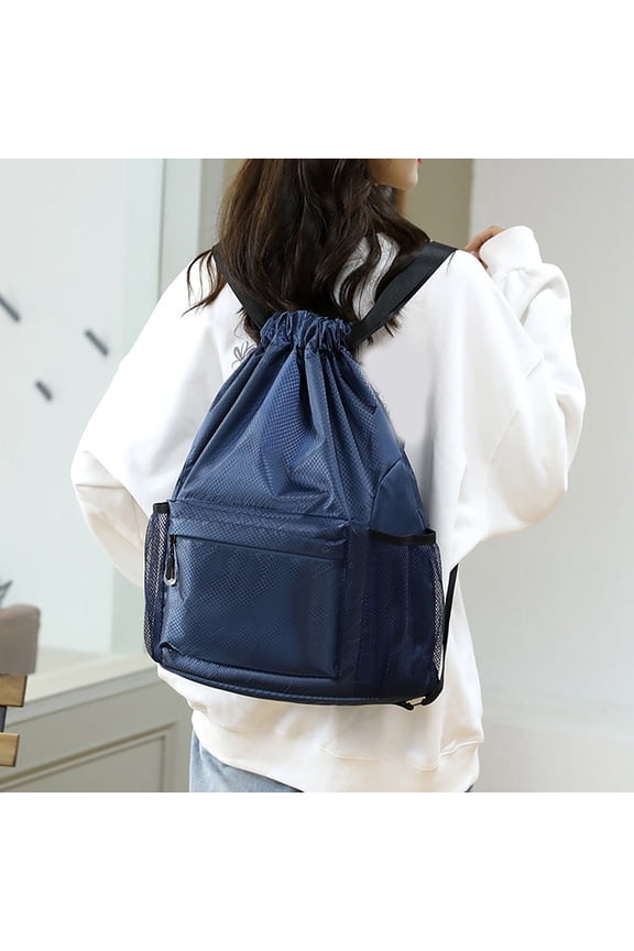 Sports Backpacks Large Capacity Drawstring Gym Bag Waterproof Backpack with Side Outer Pocket for Quick Access(17.71x13.38x7.08inch)