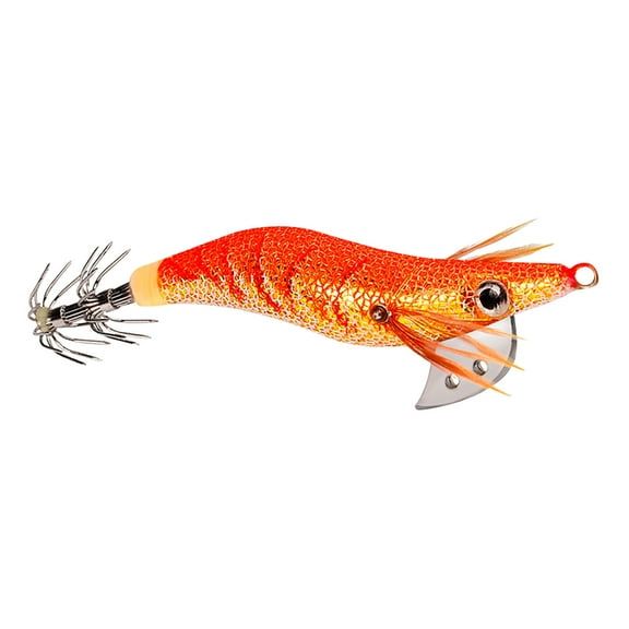Weloille Squid Jigs Fishing Lures Baits, Shrimp Prawn Tackle Lures, Stainless Steel Squid Hooks for Saltwater Fishing Octopus Cuttlefish Hook