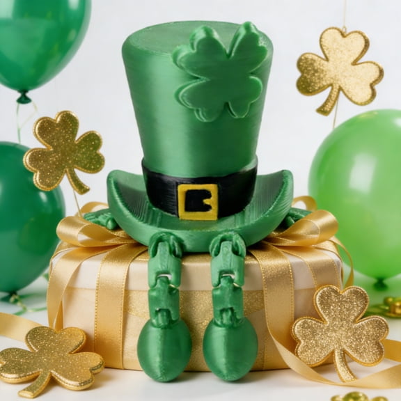 Weloille St. Patrick's Day Four Leaf Clover Ornament, 1pc Movable Fortunate Shamrock Figurine, Smooth Finish Vibrant Color Handcrafted Accent for Home Table Shelf St. Patrick's Day Decor