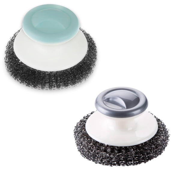 Weloille Stainless Steel Cleaning Brush 1 Piece with Handle, Heavy Duty Rust Remover Scrub Brush, Random Color Non-Slip Handle Scrubber, for Kitchen, Bathroom, Pot, Sink, Grill Cleaning Use