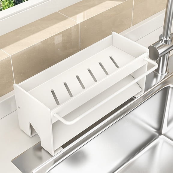 Weloille Stainless Steel Kitchen Rack, Space-Saving Sink-Side Organizer with Multi-Compartment Design, Black/White/Gray Options, 23x12x10cm Countertop Storage Solution for Sponges and Dishcloths