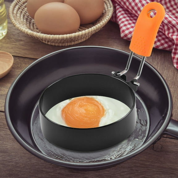 Weloille Stainless Steel Non-Stick Egg Fryer Pan, Thick Round Hamburger Patty Maker for Kitchen, Household Breakfast Tool 10x10x8cm