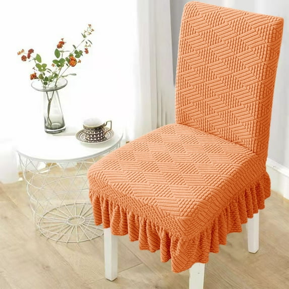 Weloille Stretch Dining Room Chair Covers with Skirt, Spandex Fabric, Washable Seat Protectors for Kitchen, Wedding and Banquet Decor, Fits Kids and Adults, Full Back Coverage