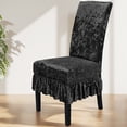 thumbnail image 1 of Weloille Stretchy Chair Slipcover 1 Piece, Thick Gold Velvet Ruffle Edge Design, Wrinkle Resistant Soft Furniture Protector, Decorative Chair Cover for Dining Room Home Hotel Party Decor, 1 of 6
